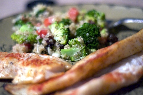 Broiled Cod & Broccoli-Quinoa Pilaf