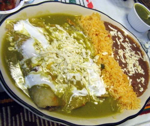 Chicken Enchiladas Suiza & Beans
